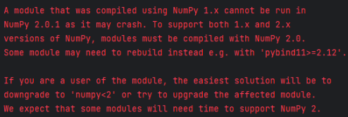 Numpy版本过高问题的解决办法和numpy降级方法 Numpy版本过高问题的解决办法和numpy降级方法